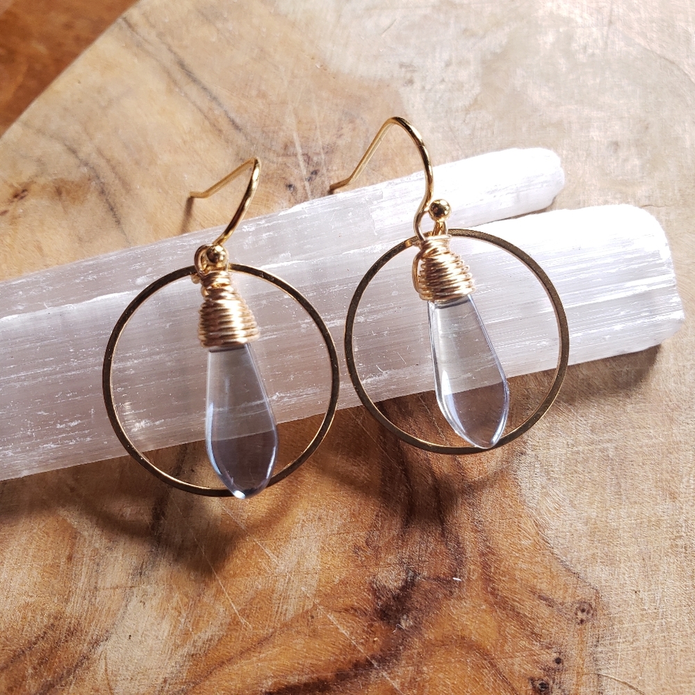 Handmade Elegant Simple Clear Blue Czech Dagger Boho Earrings
